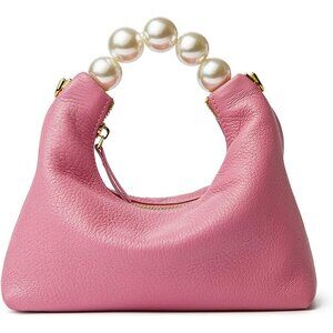 Small Designer Top Handle Clutch Bag for Women Crossbody Purse Pink Pearl Tote